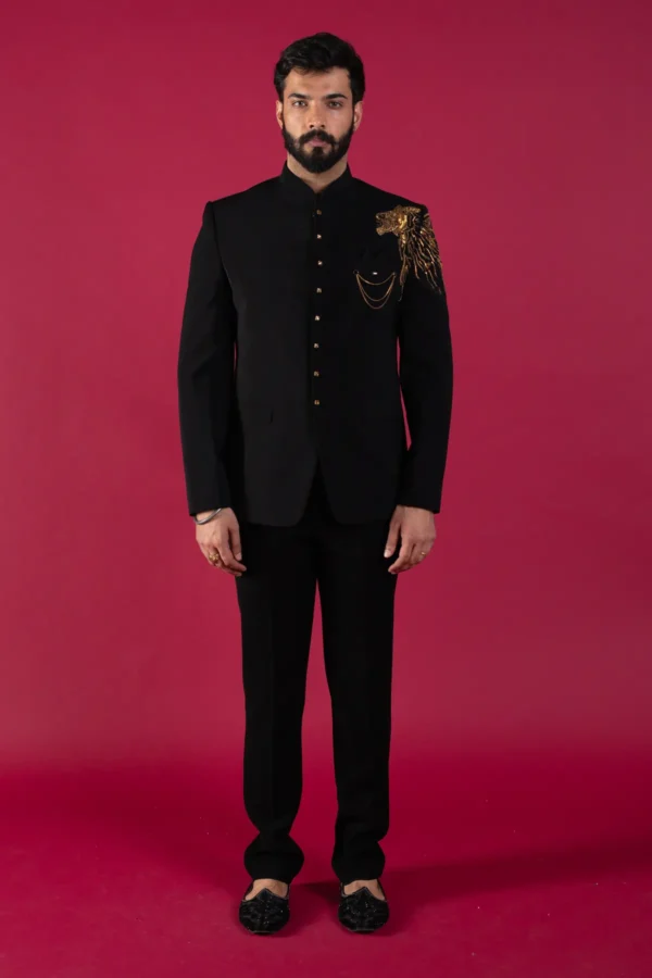 Men's luxury embellished prince coat suit