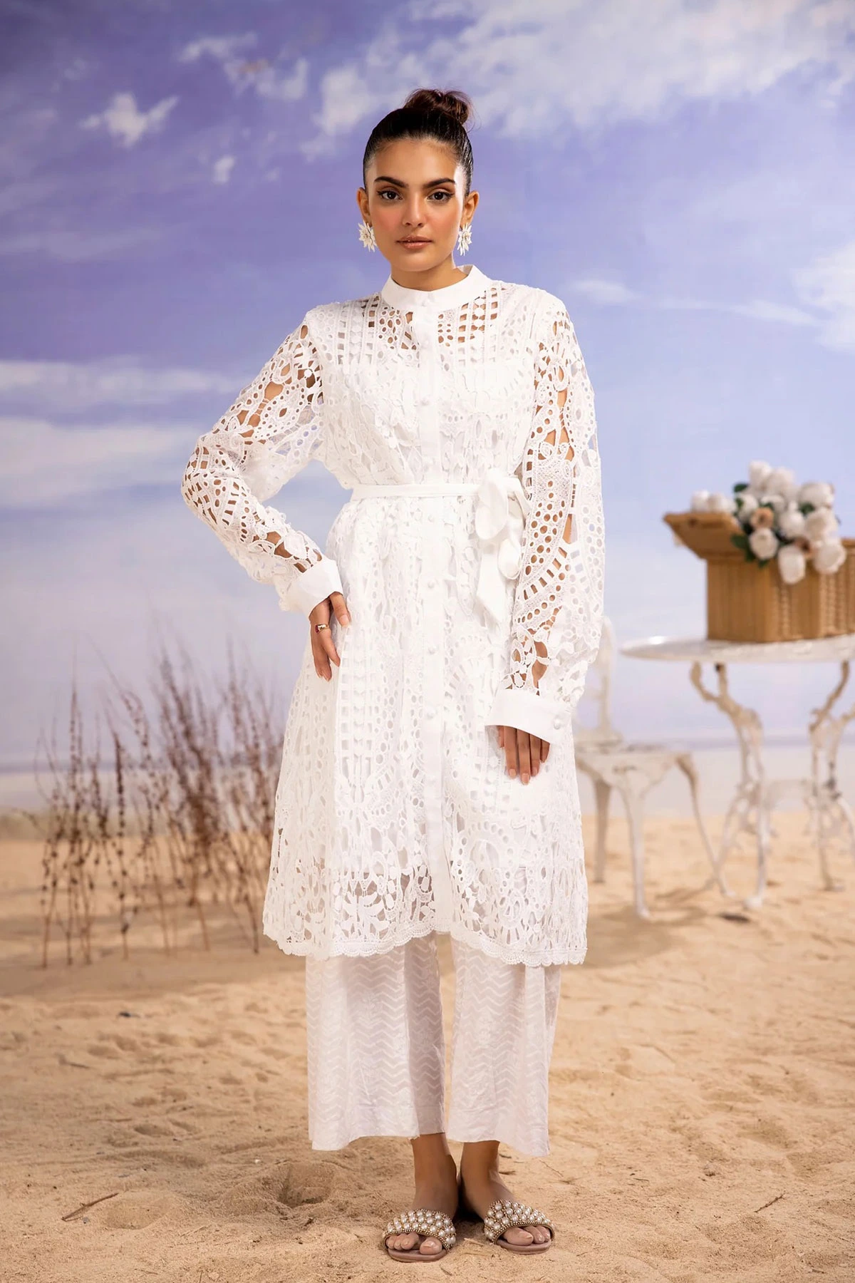 Shiffonz summer hues chikan kari dress