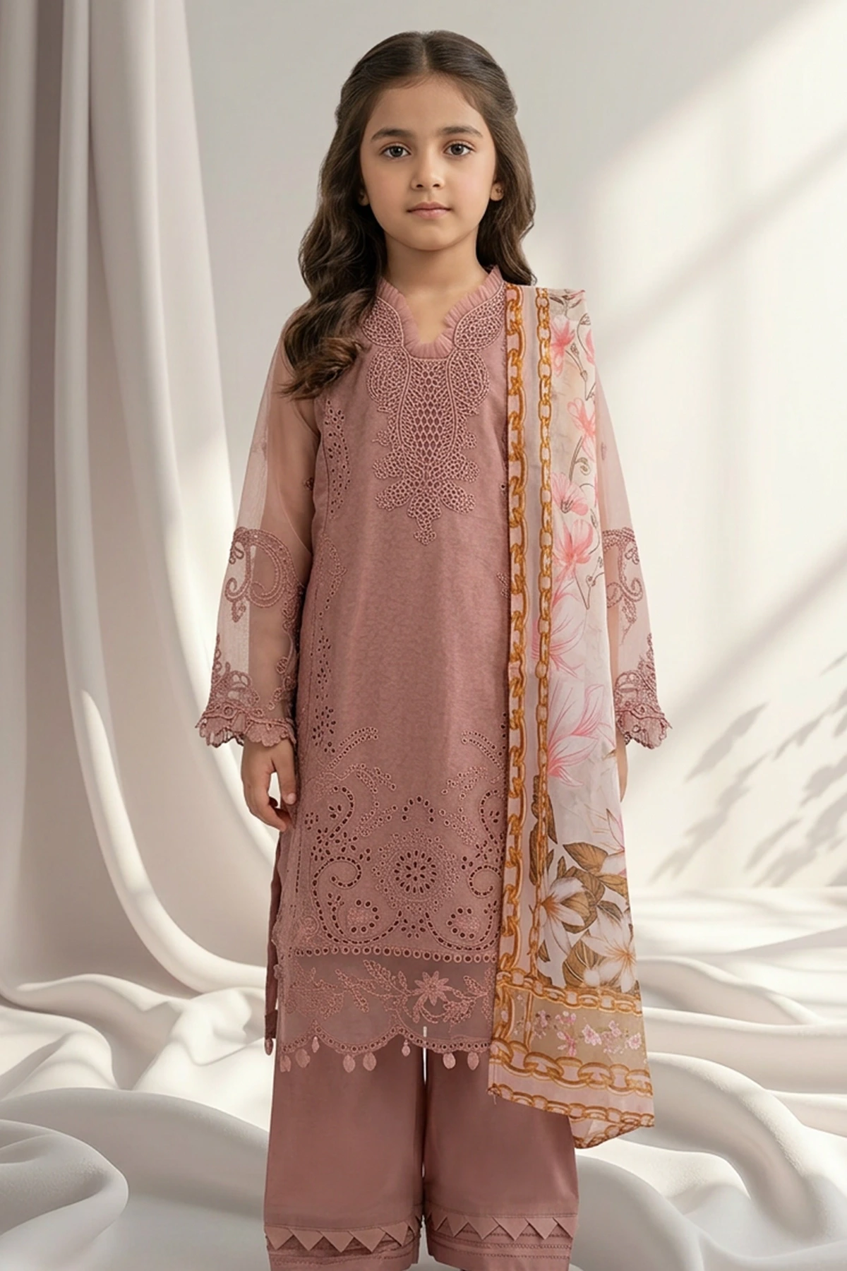 Ivana kids luxury Eid embroidered 3 piece collection