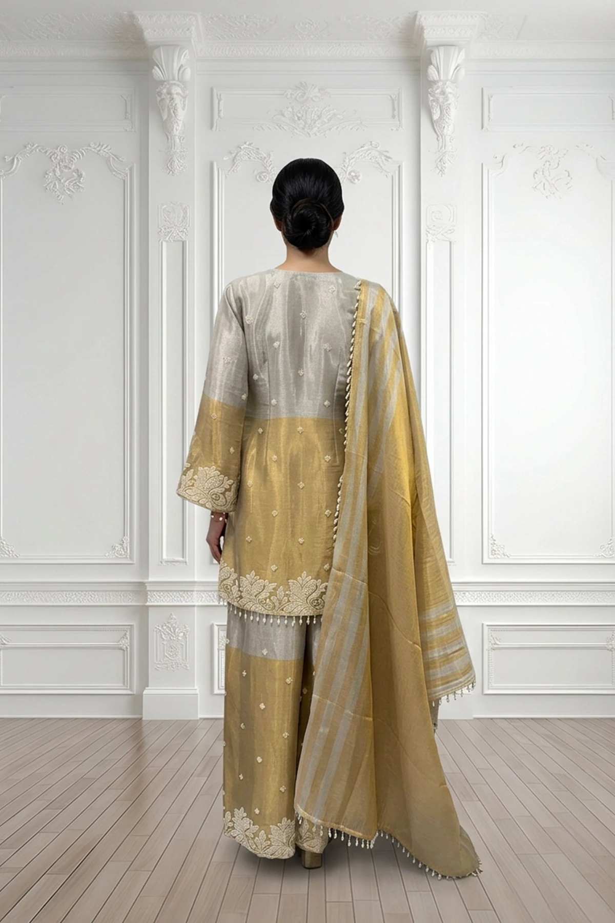 Shiffonz 3 piece pearl embroidered sharara suit - Image 2