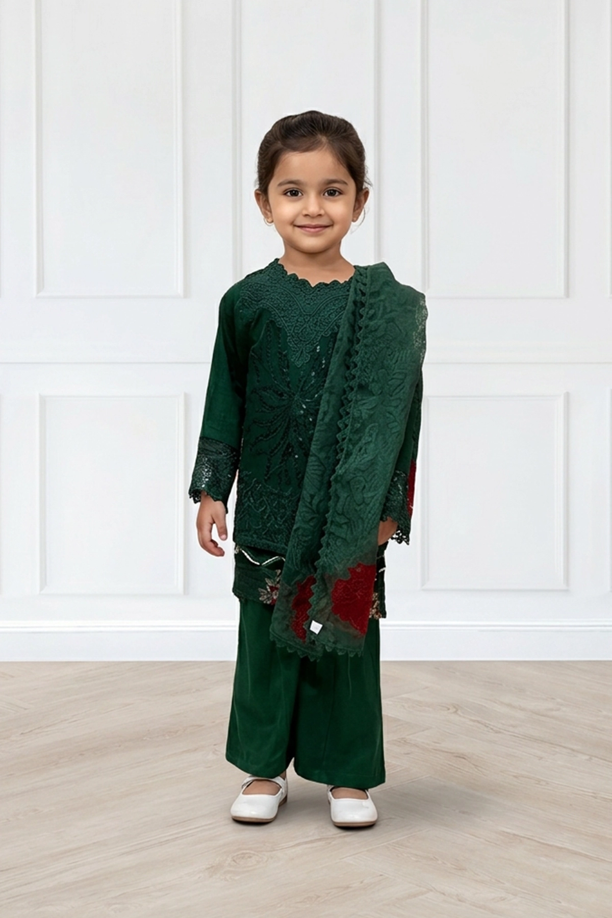 Ivana luxury collection 3 piece Eid embroidered kids suit