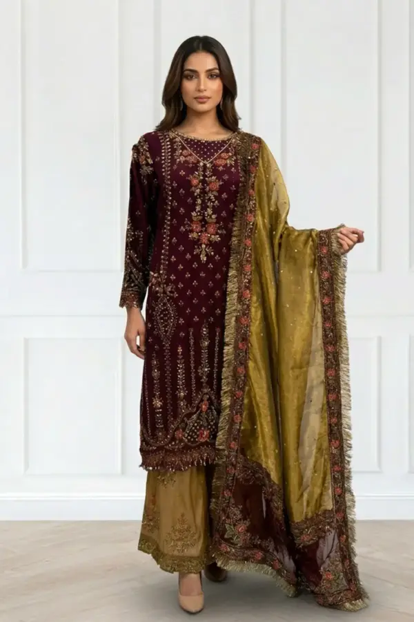 Lara premium collection 3 piece luxe suit - Plum, Large