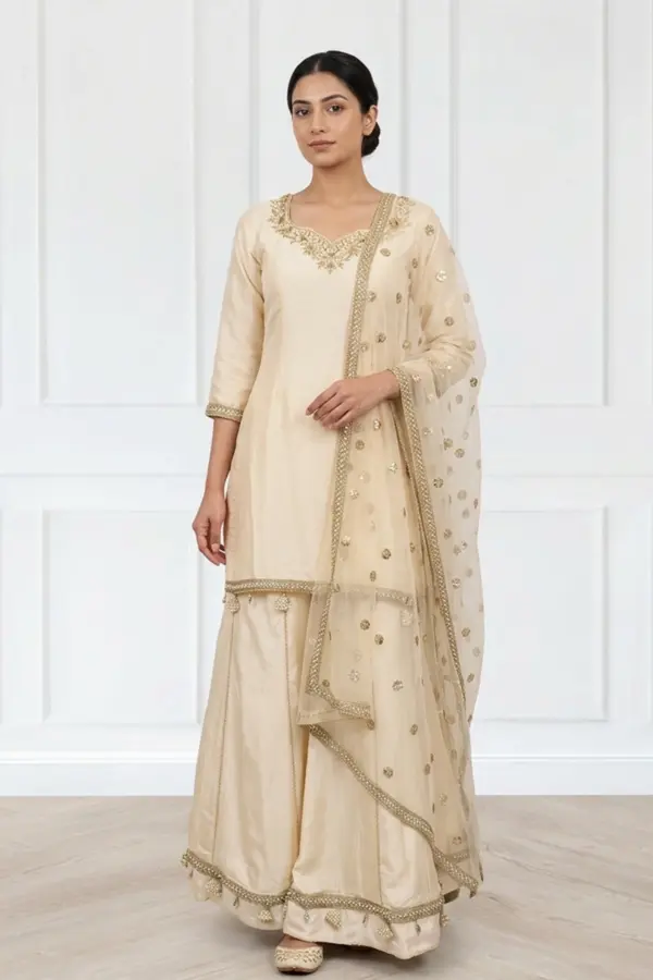 Shiffonz 3 piece handwork lux embroidered sharara suit