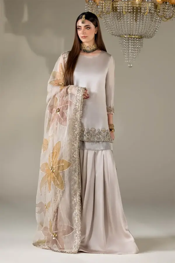 Khudabaksh 3 piece embroidered sharara suit