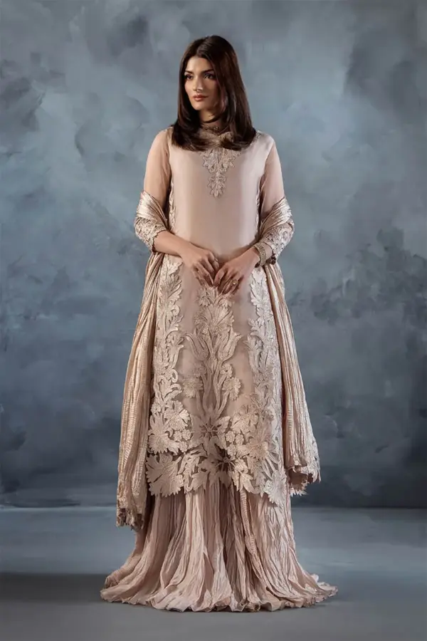 Khudabaksh premium collection 3 piece crushed sharara suit