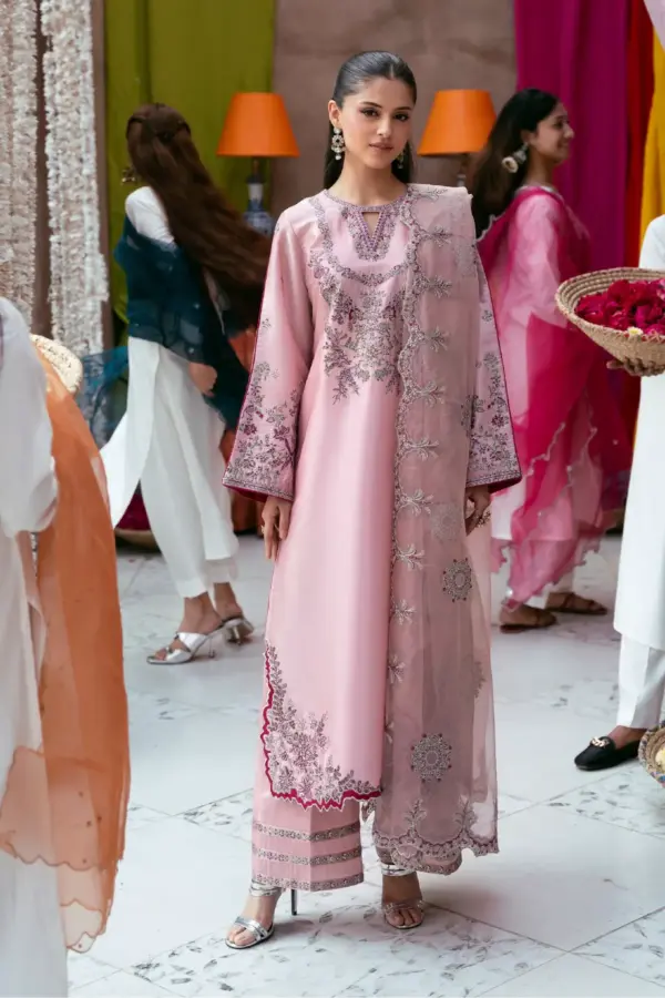 Rangoli luxe sheesha silk 3 piece collection - DTPINK, X - Large